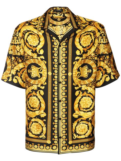 camicia versace uomo nera e oro|Camicie Eleganti .